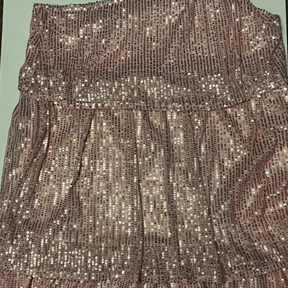 COPY - MAYSTEPPE Womens Glitter Sequin Dress One Shoulder Tiered Layered NWOT s… - Picture 9 of 10